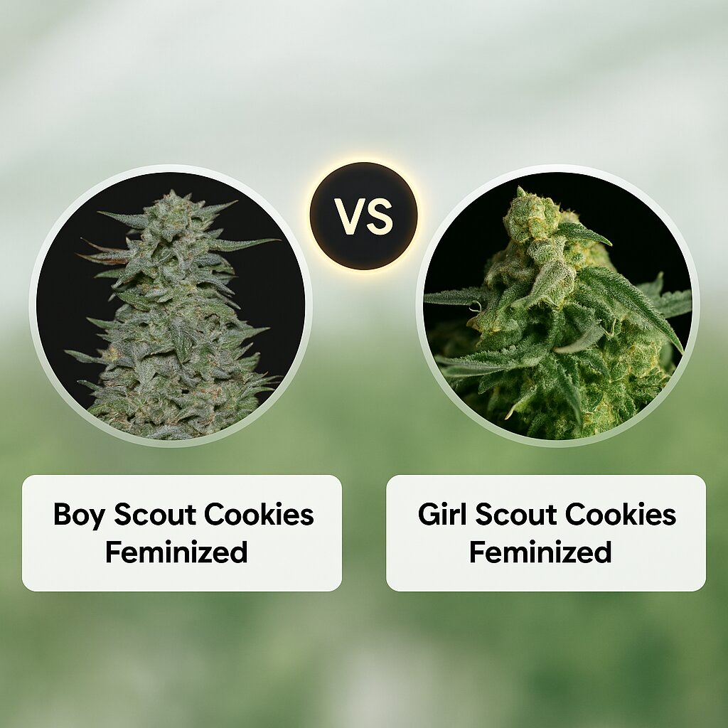 Boy Scout Cookies (Kalashnikov Seeds) vs Girl Scout Cookies (Tyrol Seeds) Vergleich von Cannabissamen