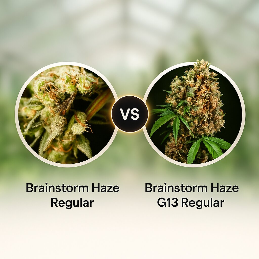 Brainstorm Haze (Delta 9 Labs) vs Brainstorm Haze G13 (Delta 9 Labs) Vergleich von Hanfsamen