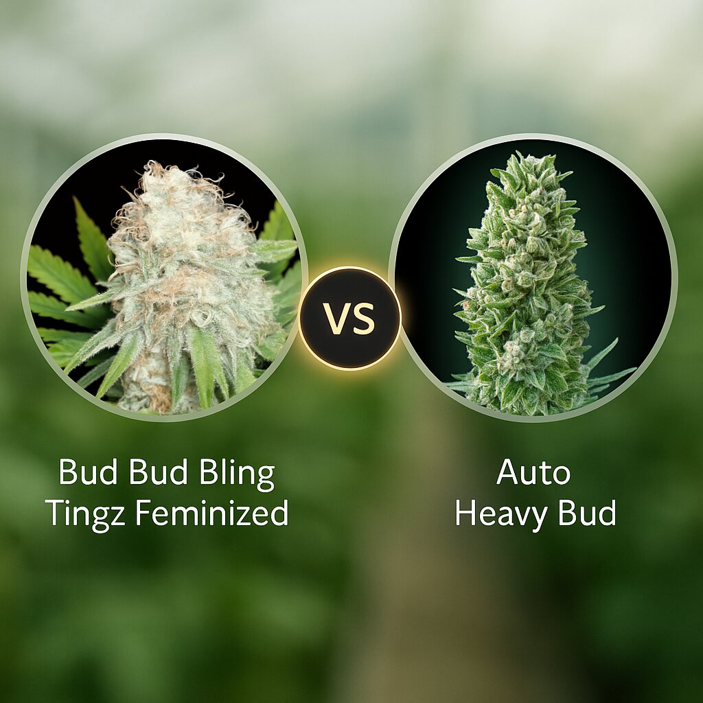 Bud Bud Bling Tingz (Dr Krippling) vs Auto Heavy Bud (Advanced Seeds) Vergleich von Cannabissamen