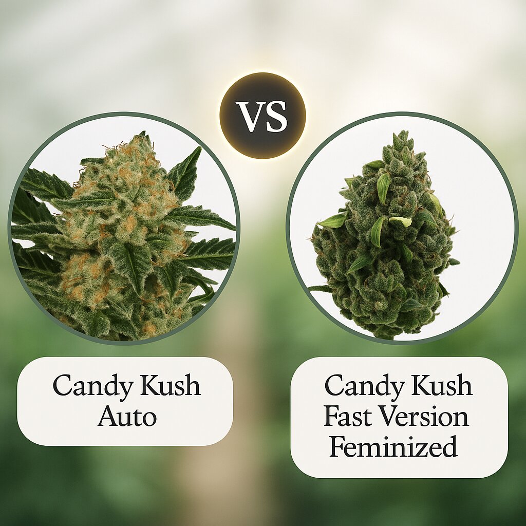 Candy Kush (Auto Seeds) vs Candy Kush Fast Version (Royal Queen Seeds) Vergleich von Cannabissamen