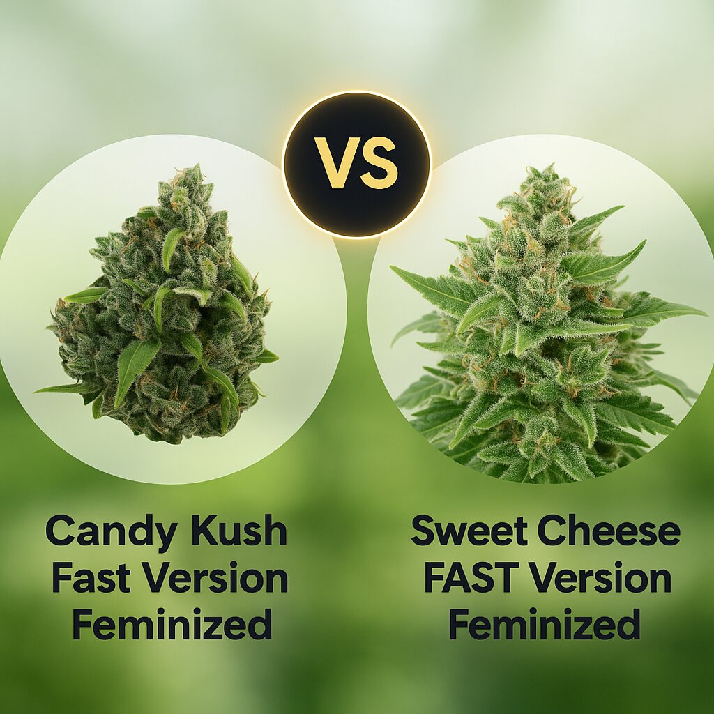 Candy Kush Fast Version (Royal Queen Seeds) vs Sweet Cheese FAST Version (Sweet Seeds) Vergleich von Cannabissamen