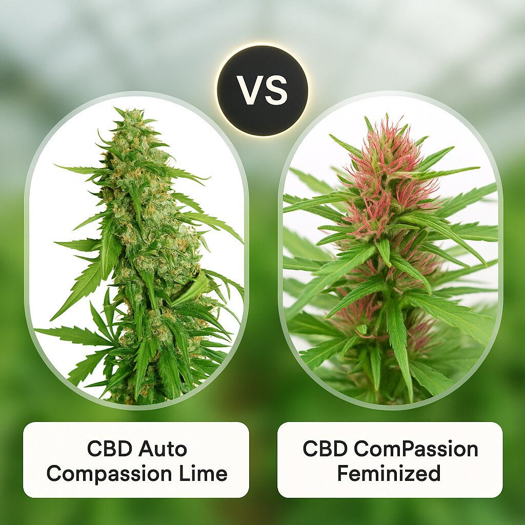 CBD Auto Compassion Lime (Dutch Passion) vs CBD ComPassion (Dutch Passion) Vergleich von Hanfsamen