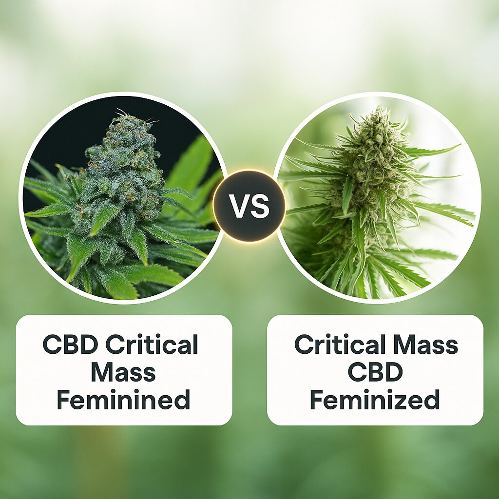 CBD Critical Mass (CBD Crew) vs Critical Mass CBD (DinaFem Seeds) Vergleich von Cannabissamen