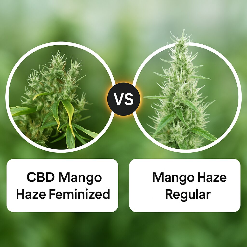 CBD Mango Haze (CBD Crew) vs Mango Haze (Mr Nice Seedbank) Vergleich von Hanfsamen