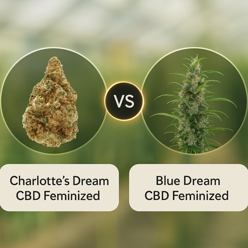 Charlotte's Dream CBD (Growers Choice) vs Blue Dream CBD (Humboldt Seed Organization) Cannabis Samen Vergleich