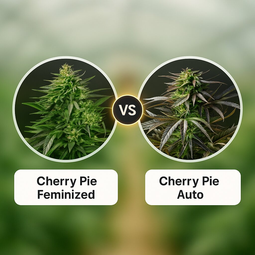 Cherry Pie (Royal Queen Seeds) vs Cherry Pie Auto (Royal Queen Seeds) Vergleich von Hanfsamen