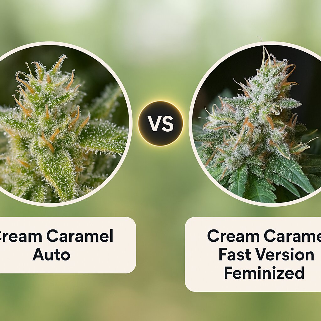 Cream Caramel Auto (Sweet Seeds) vs Cream Caramel Fast Version (Sweet Seeds) Vergleich von Cannabissamen