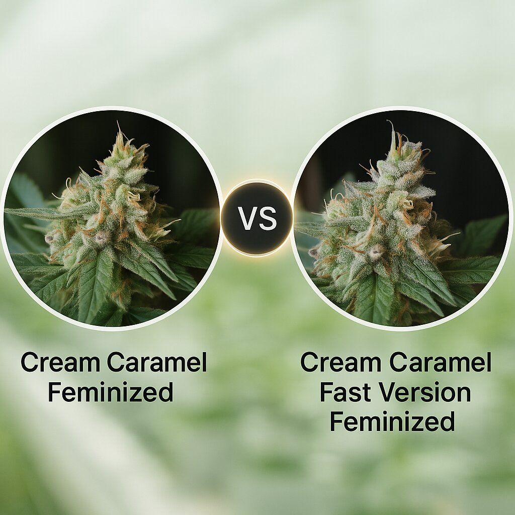 Cream Caramel (Sweet Seeds) vs Cream Caramel Fast Version (Sweet Seeds) Cannabissamenvergleich