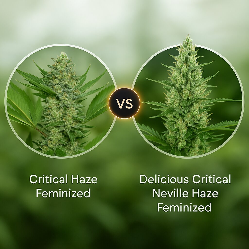 Critical Haze (Resin Seeds) vs Delicious Critical Neville Haze (Delicious Seeds) Cannabissamenvergleich