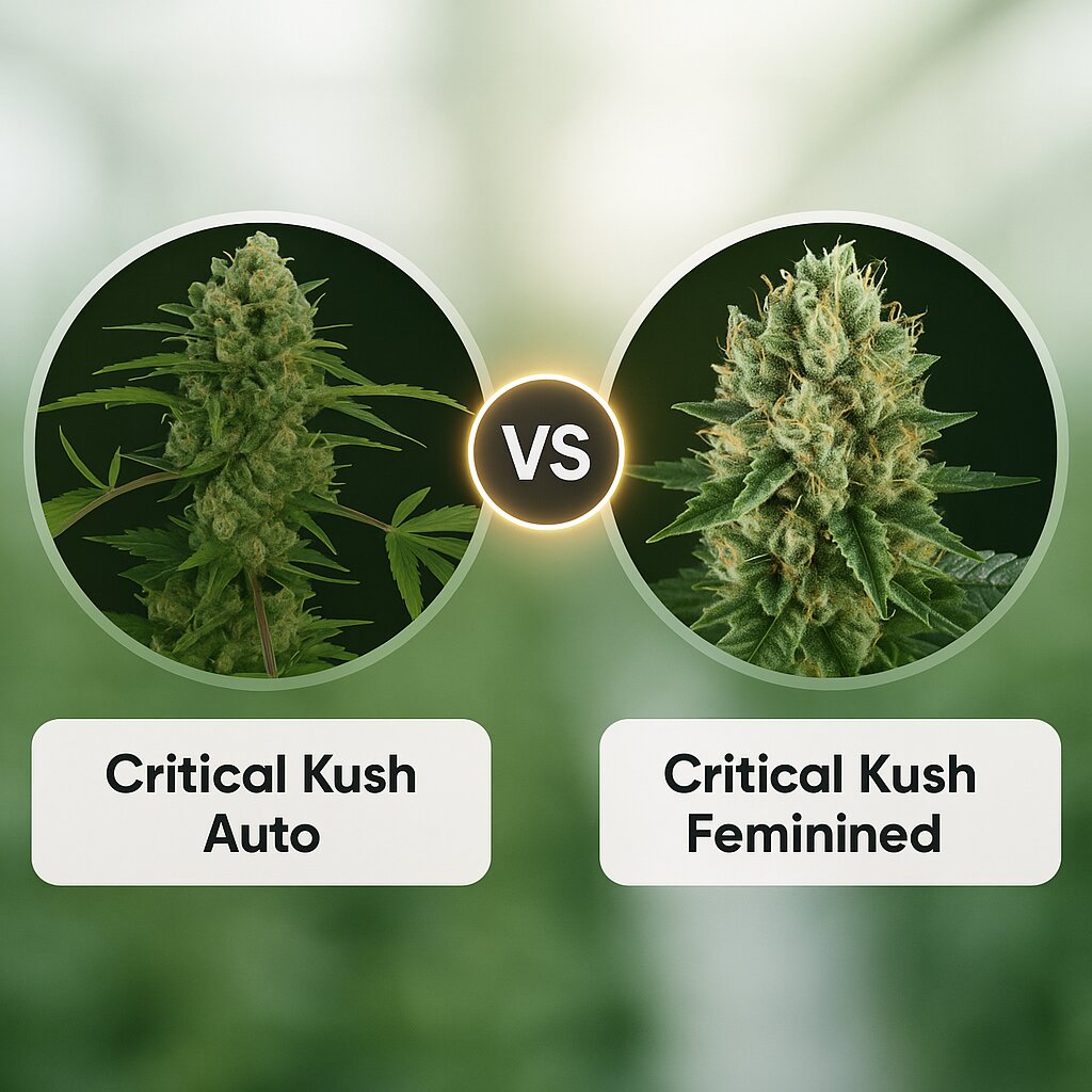 Critical Kush Auto (Barneys Farm) vs Critical Kush (Royal Queen Seeds) Vergleich von Cannabissamen