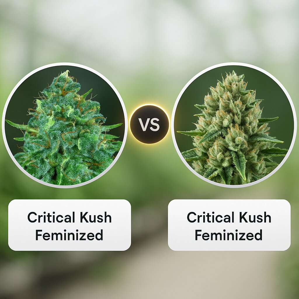 Critical Kush (Barneys Farm) vs Critical Kush (Royal Queen Seeds) Vergleich von Cannabissamen
