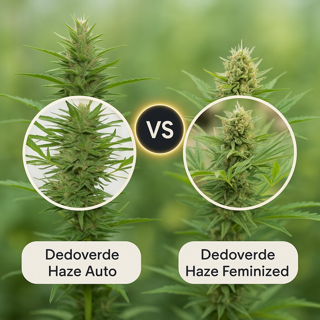 Dedoverde Haze Auto (Humboldt Seed Organization) vs Dedoverde Haze (Humboldt Seed Organization) Cannabis Samen Vergleich