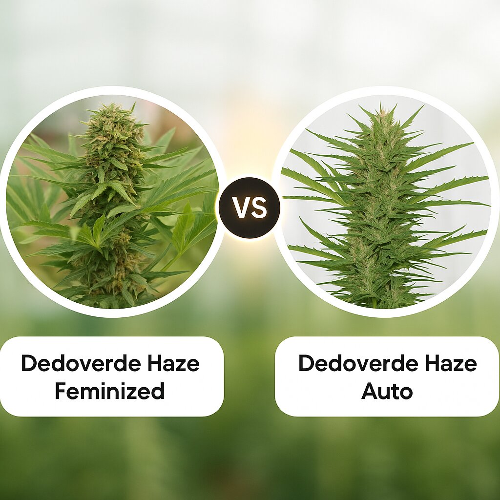 Dedoverde Haze (Humboldt Seed Organization) vs Dedoverde Haze Auto (Humboldt Seed Organization) Vergleich von Cannabissamen