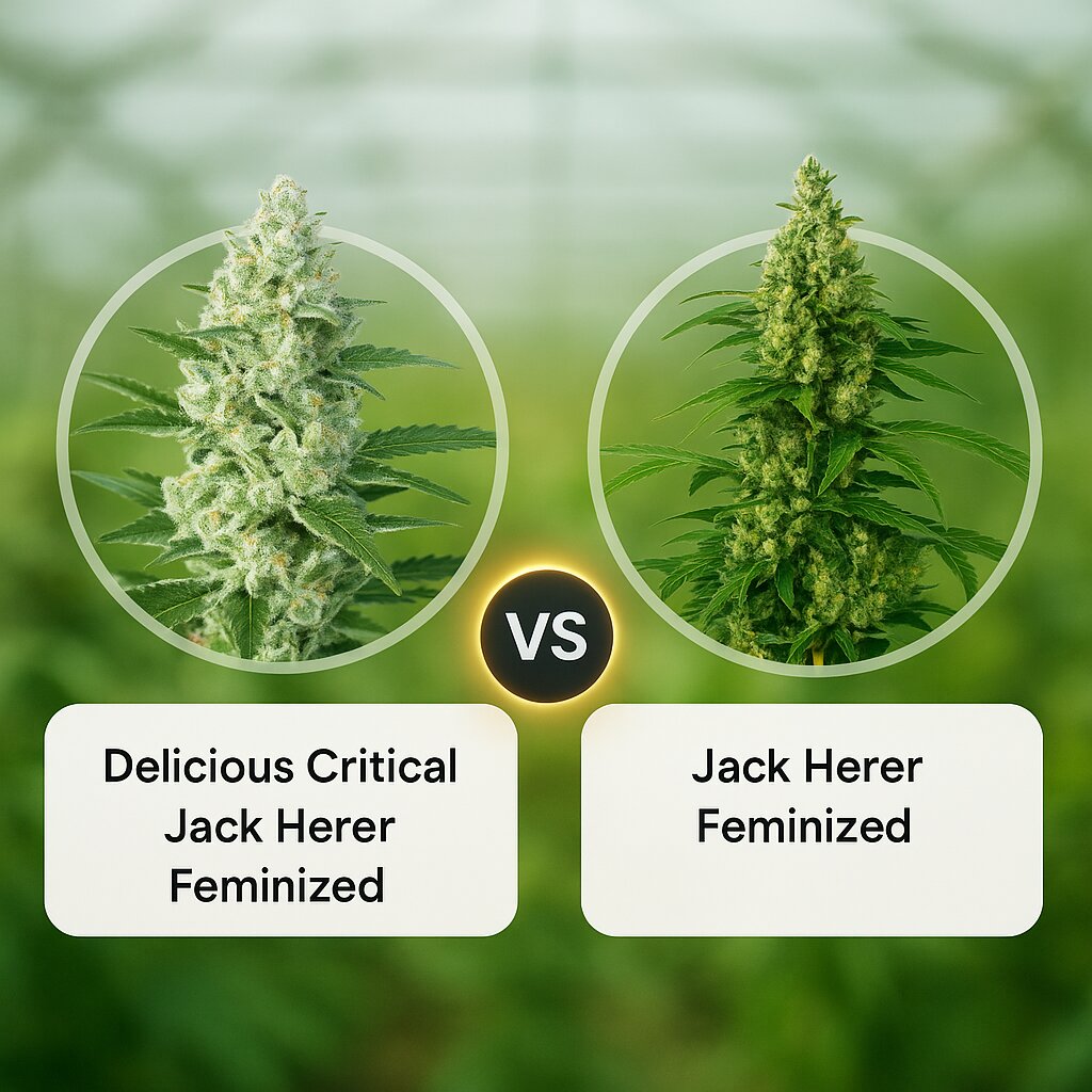 Delicious Critical Jack Herer (Delicious Seeds) vs Jack Herer (Bulldog Seeds) Vergleich von Hanfsamen
