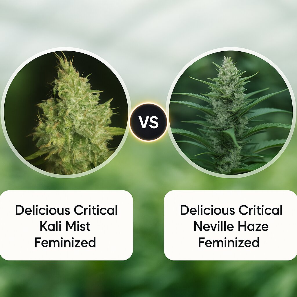 Delicious Critical Kali Mist (Delicious Seeds) vs Delicious Critical Neville Haze (Delicious Seeds) Cannabissamenvergleich