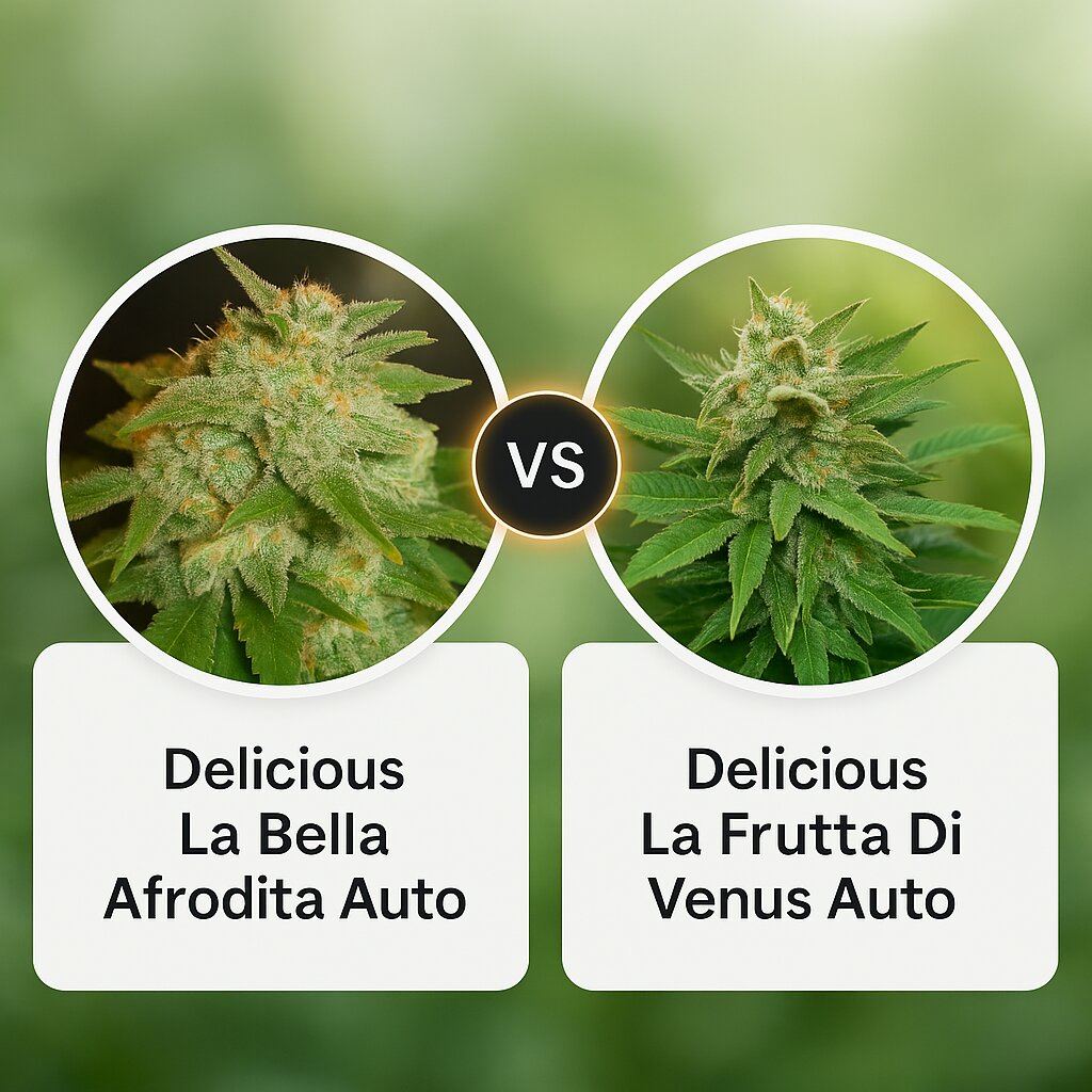 Delicious La Bella Afrodita Auto (Delicious Seeds) vs Delicious La Frutta Di Venus Auto (Delicious Seeds) Vergleich von Cannabissamen