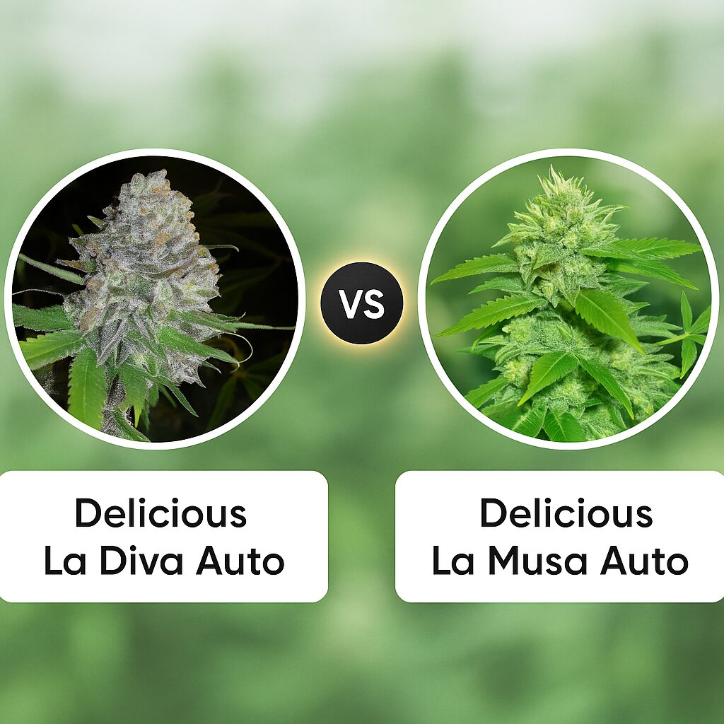 Delicious La Diva Auto (Delicious Seeds) vs Delicious La Musa Auto (Delicious Seeds) Vergleich von Hanfsamen