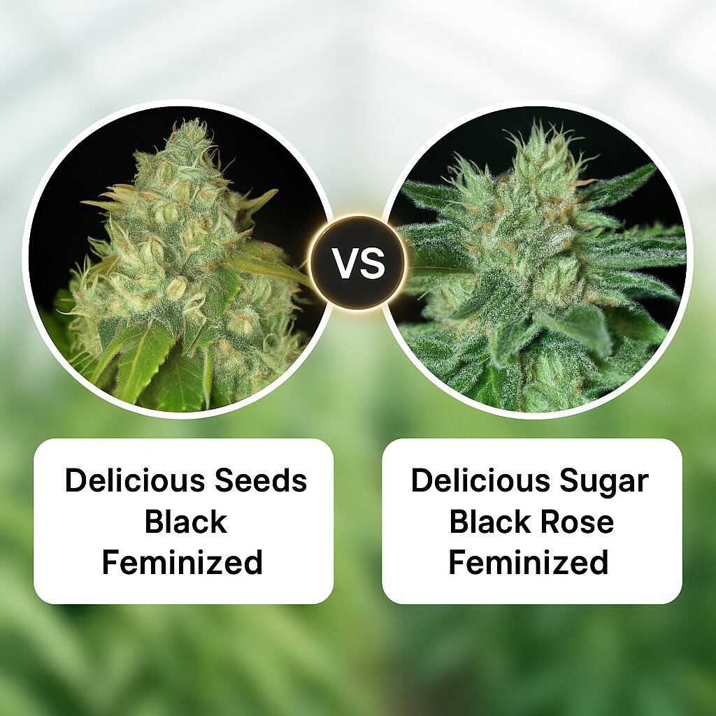 Delicious Seeds Black (Delicious Seeds) vs Delicious Sugar Black Rose (Delicious Seeds) Vergleich von Cannabissamen