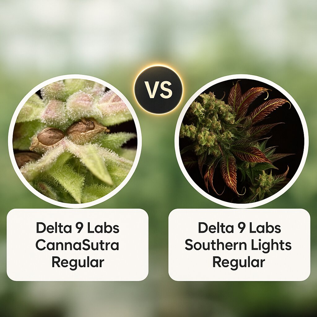 Delta 9 Labs CannaSutra (Delta 9 Labs) vs Delta 9 Labs Southern Lights (Delta 9 Labs) Vergleich von Cannabissamen