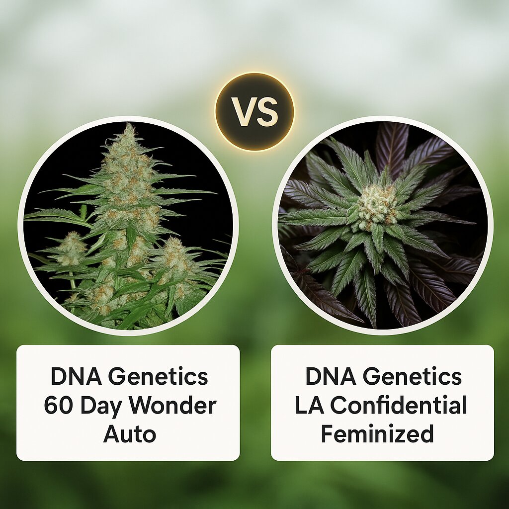 DNA Genetics 60 Day Wonder (DNA Genetics) vs DNA Genetics LA Confidential (DNA Genetics) Vergleich von Cannabissamen