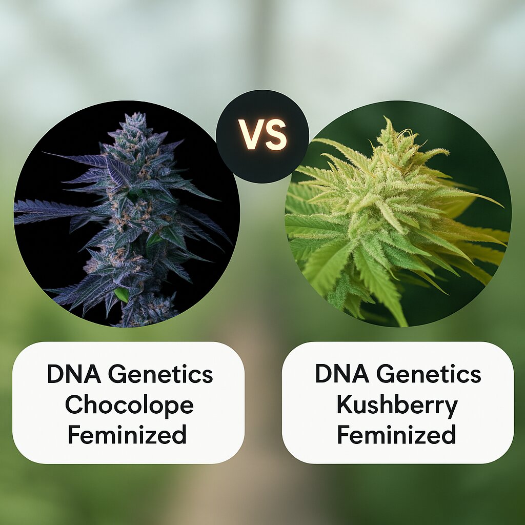 DNA Genetics Chocolope (DNA Genetics) vs DNA Genetics Kushberry (DNA Genetics) Cannabis Samen Vergleich