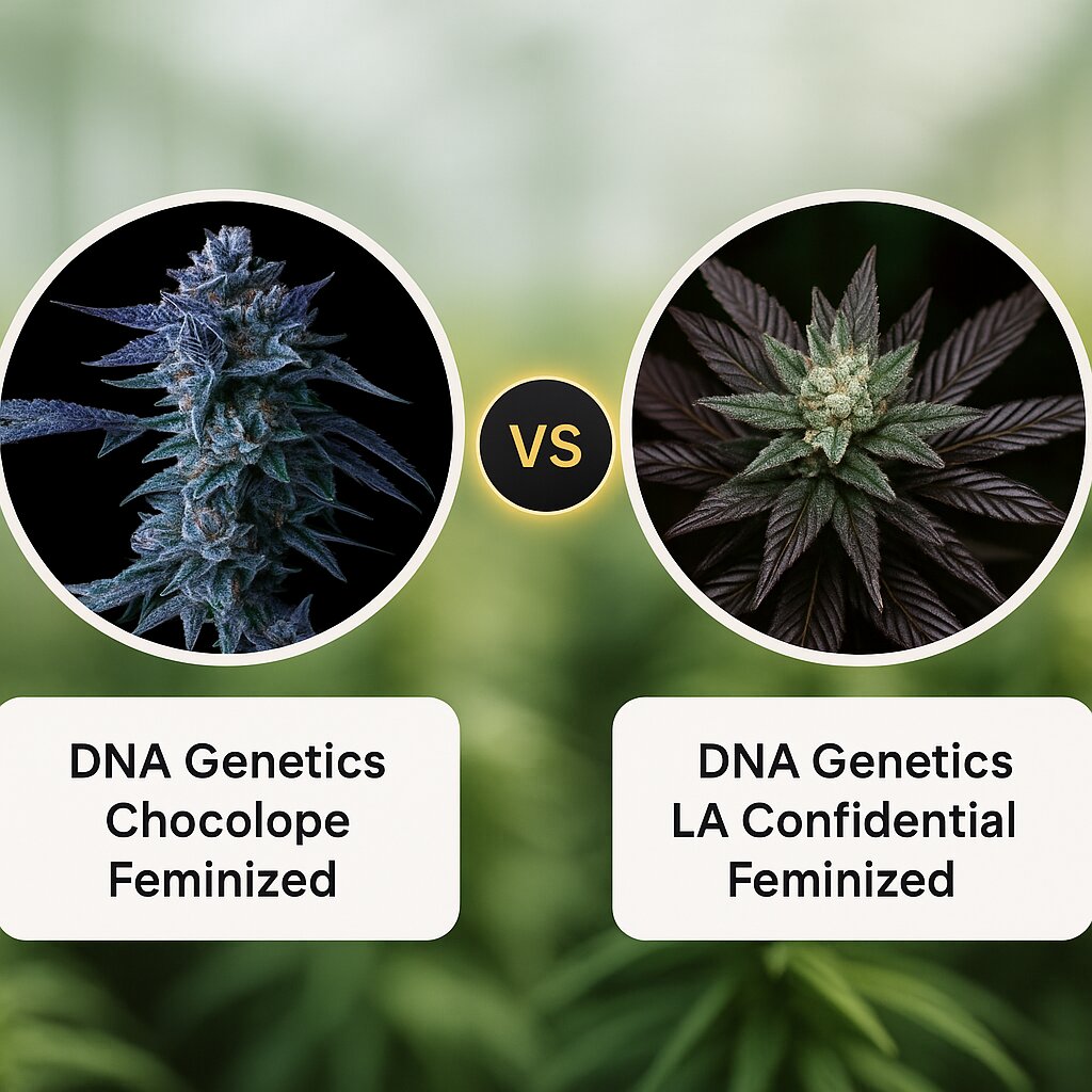 DNA Genetics Chocolope (DNA Genetics) vs DNA Genetics LA Confidential (DNA Genetics) Vergleich von Cannabissamen