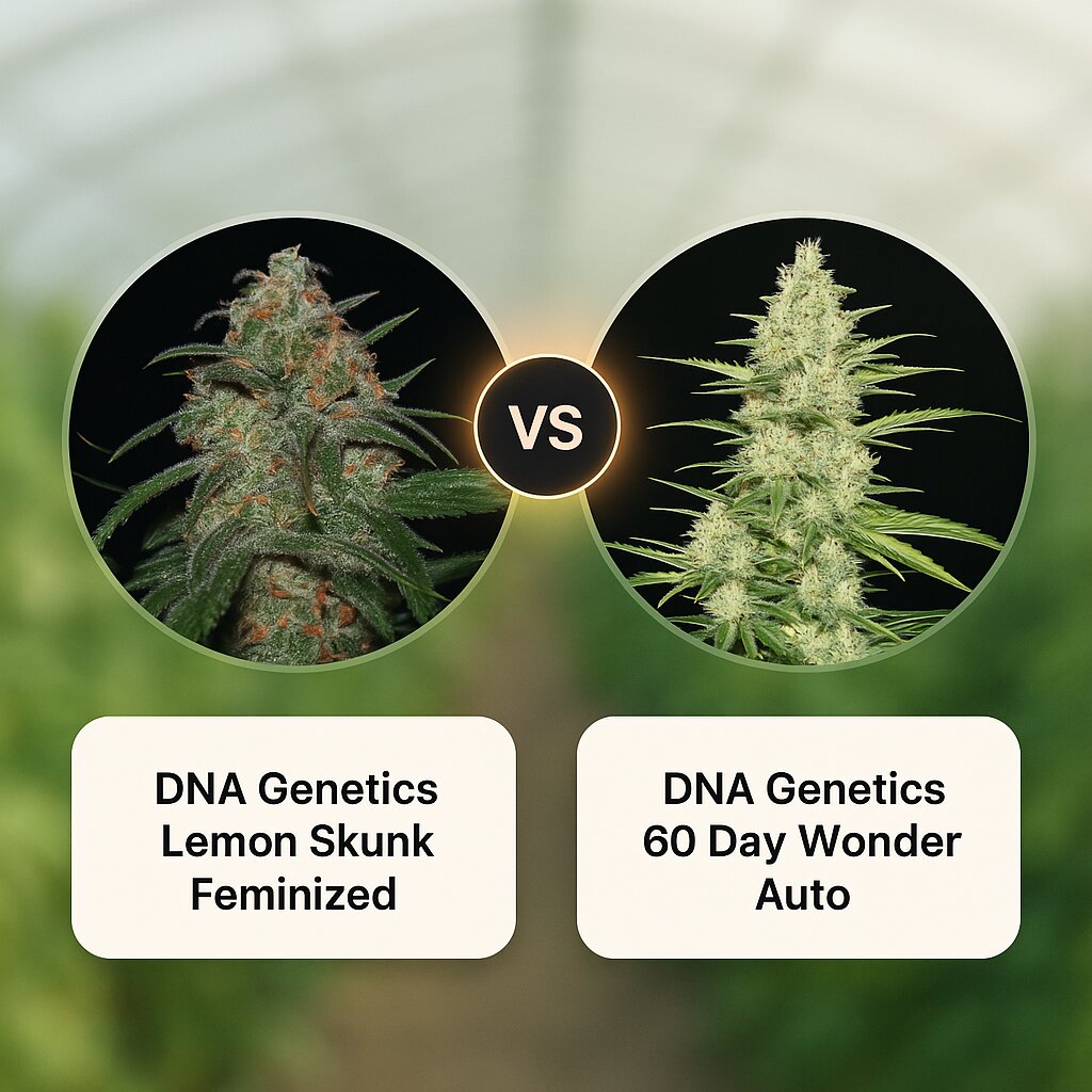 DNA Genetics Lemon Skunk (DNA Genetics) vs DNA Genetics 60 Day Wonder (DNA Genetics) Cannabissamenvergleich