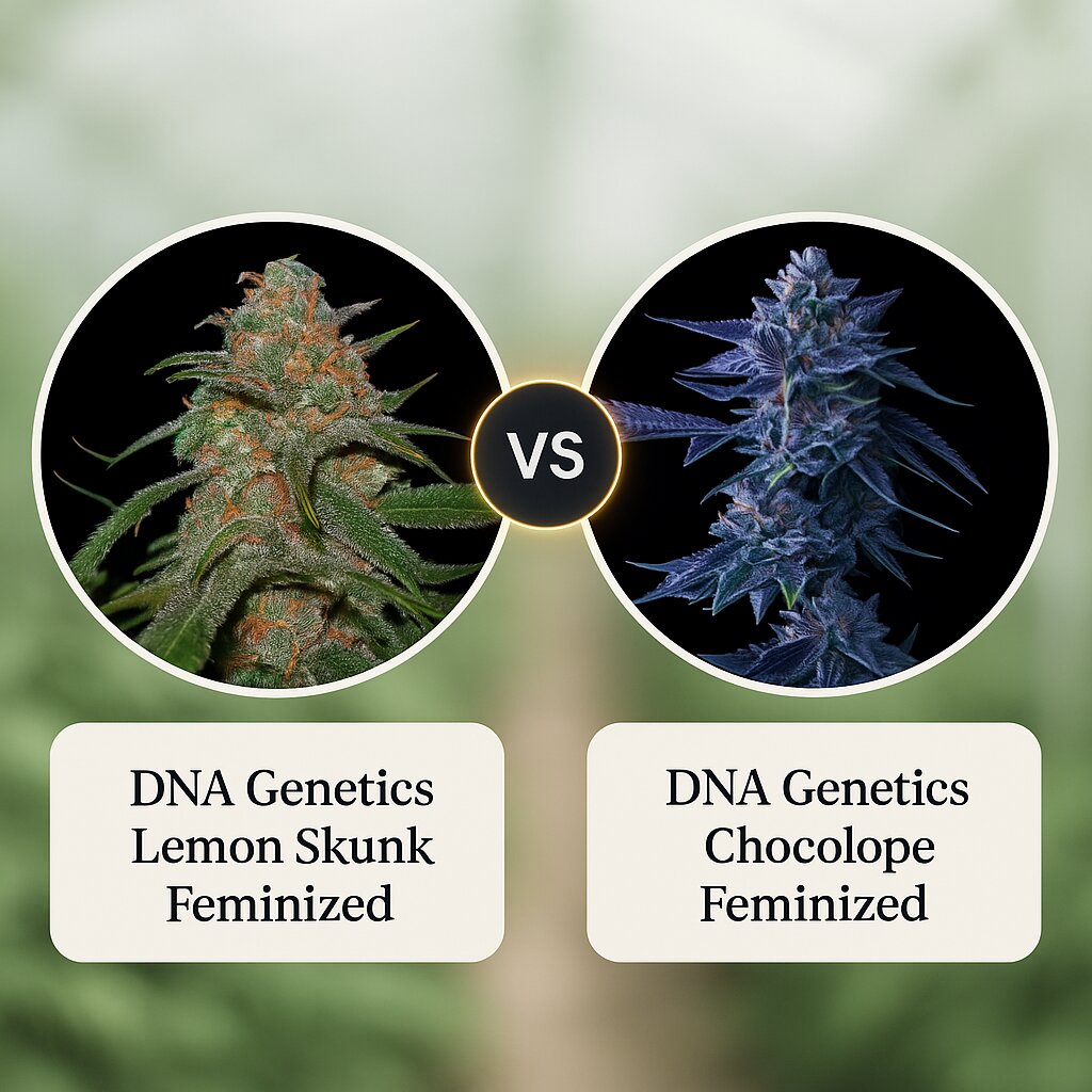 DNA Genetics Lemon Skunk (DNA Genetics) vs DNA Genetics Chocolope (DNA Genetics) Cannabissamenvergleich