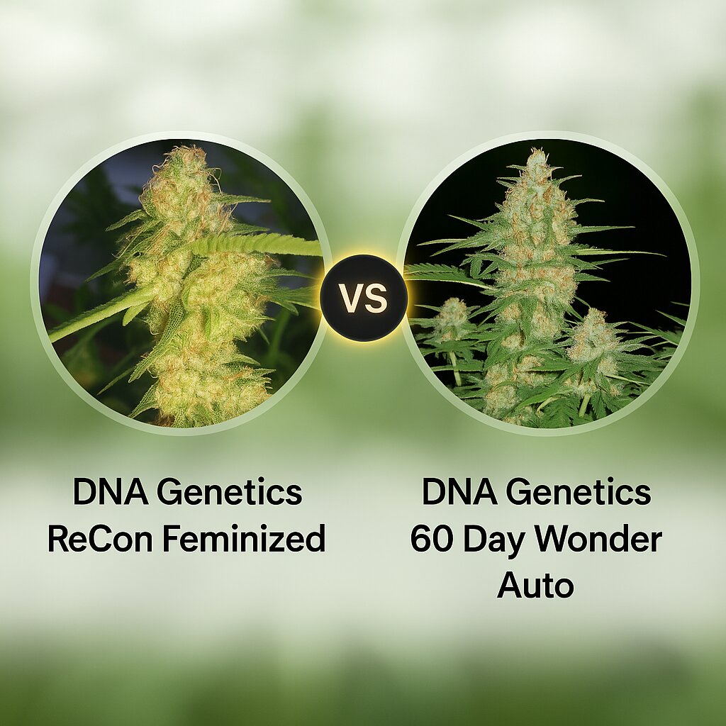 DNA Genetics ReCon (DNA Genetics) vs DNA Genetics 60 Day Wonder (DNA Genetics) Vergleich von Hanfsamen