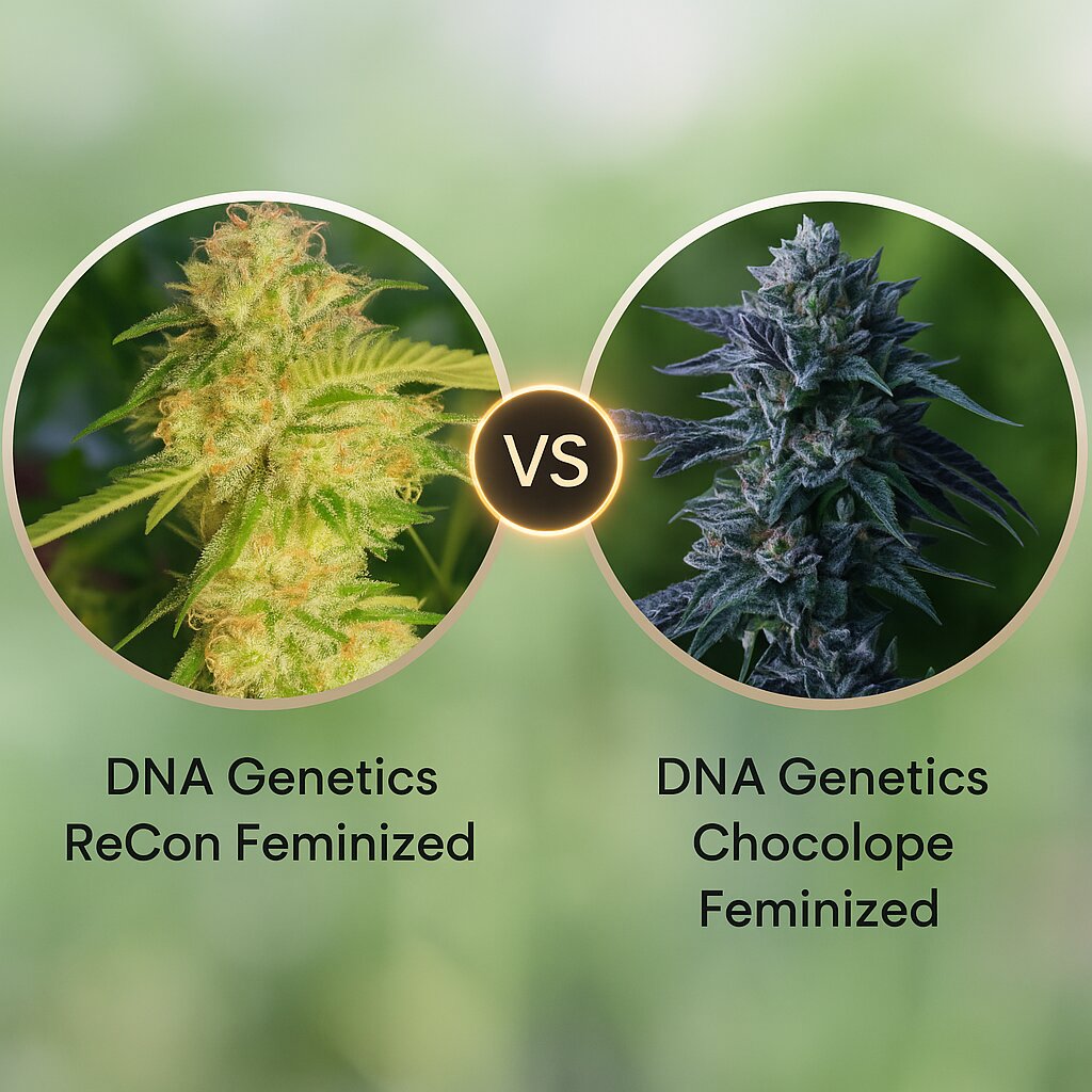 DNA Genetics ReCon (DNA Genetics) vs DNA Genetics Chocolope (DNA Genetics) Vergleich von Cannabissamen