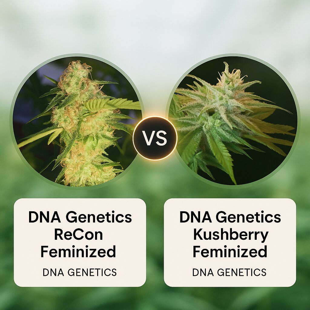 DNA Genetics ReCon (DNA Genetics) vs DNA Genetics Kushberry (DNA Genetics) Vergleich von Cannabissamen