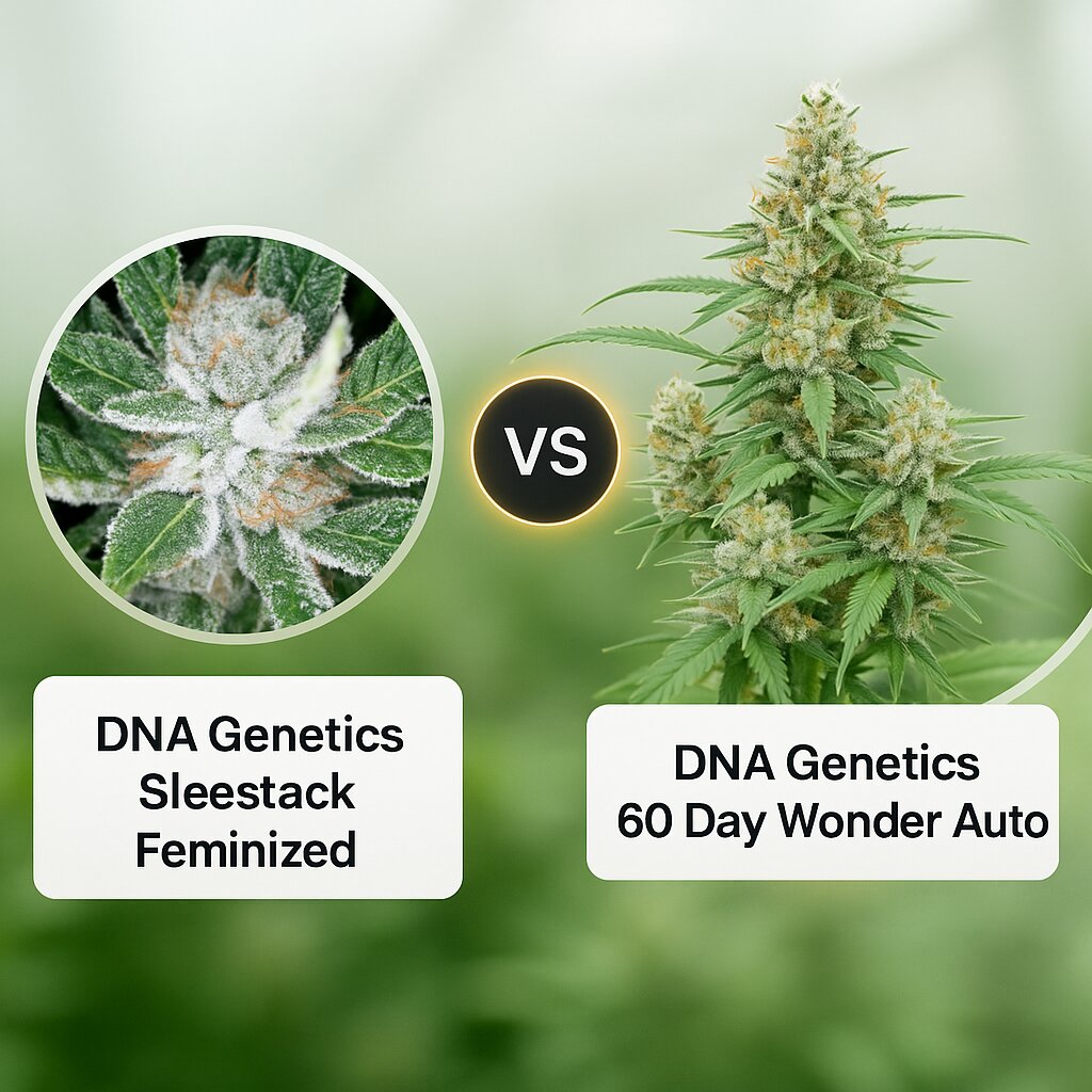DNA Genetics Sleestack (DNA Genetics) vs DNA Genetics 60 Day Wonder (DNA Genetics) Vergleich von Cannabissamen