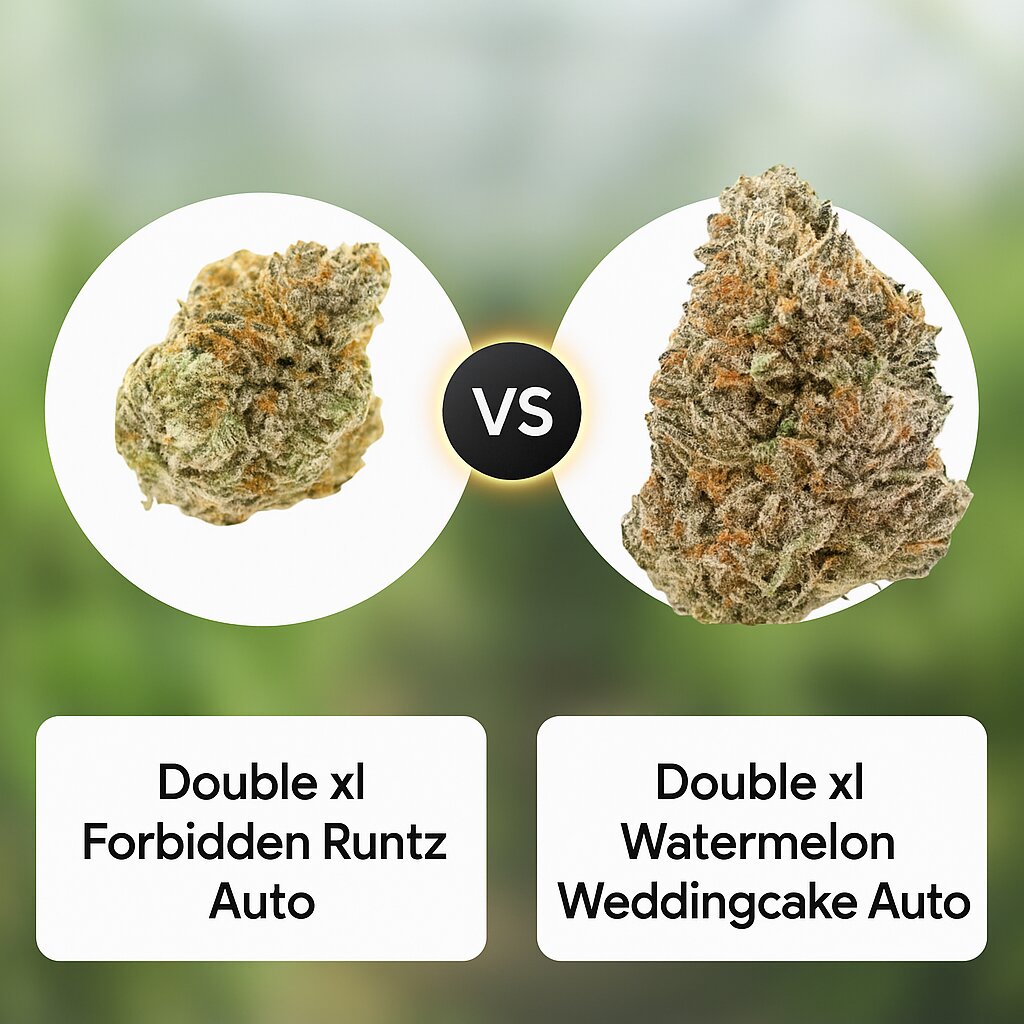 Double xl Forbidden Runtz Auto (Growers Choice) vs Double xl Watermelon Weddingcake Auto (Growers Choice) Vergleich von Hanfsamen