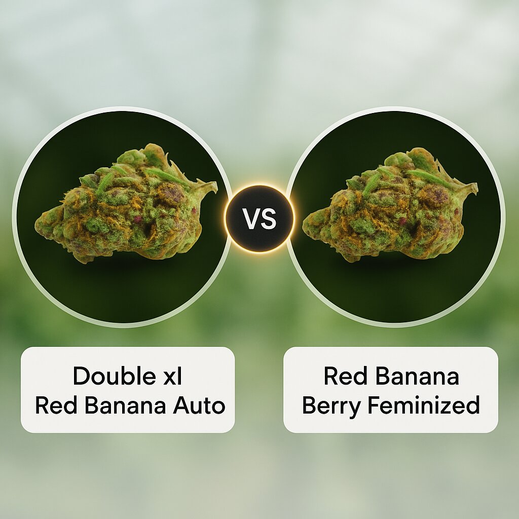Double xl Red Banana Auto (Growers Choice) vs Red Banana Berry (Growers Choice) Vergleich von Cannabissamen