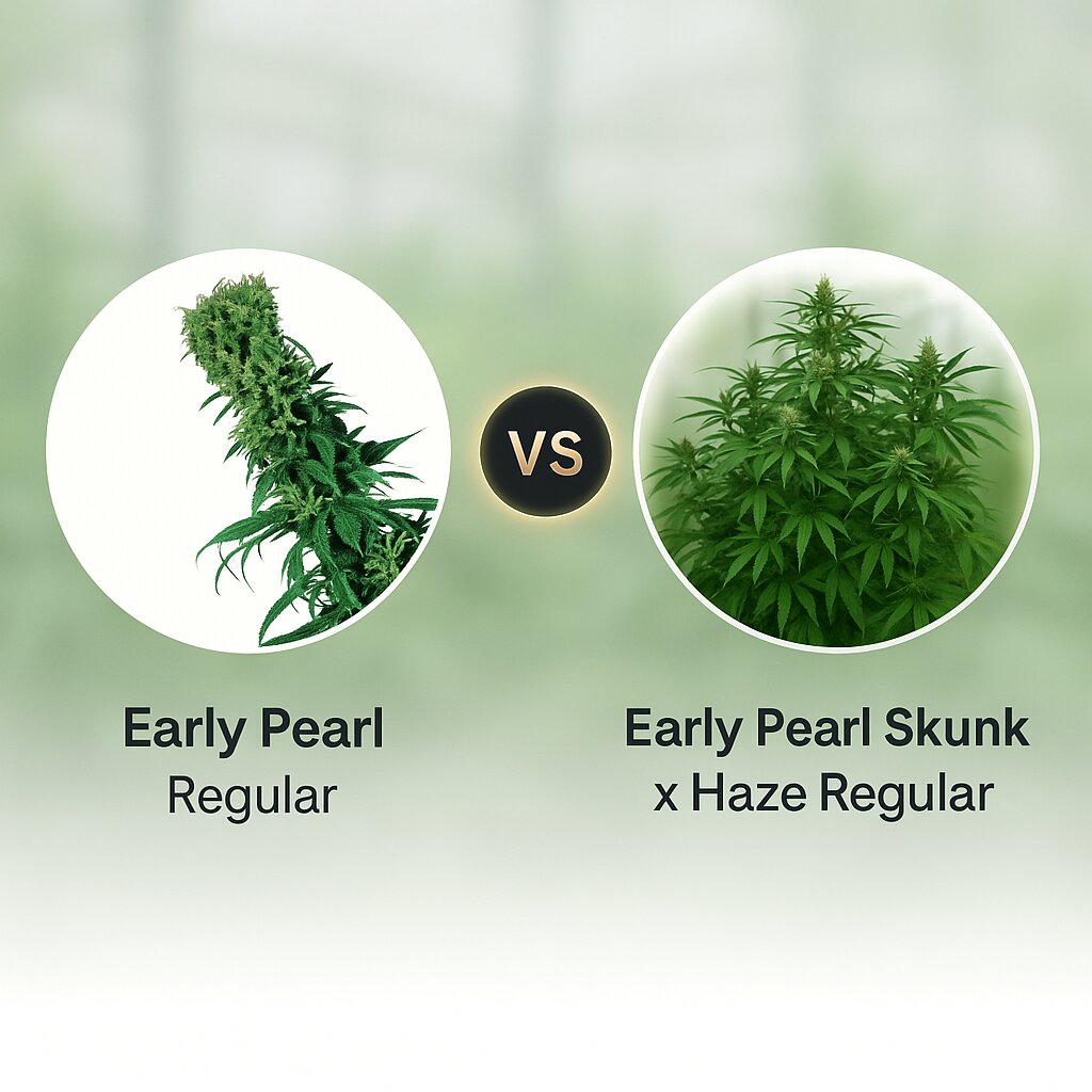 Early Pearl (Sensi Seeds) vs Early Pearl Skunk x Haze (Mr Nice Seedbank) Cannabis Samen Vergleich