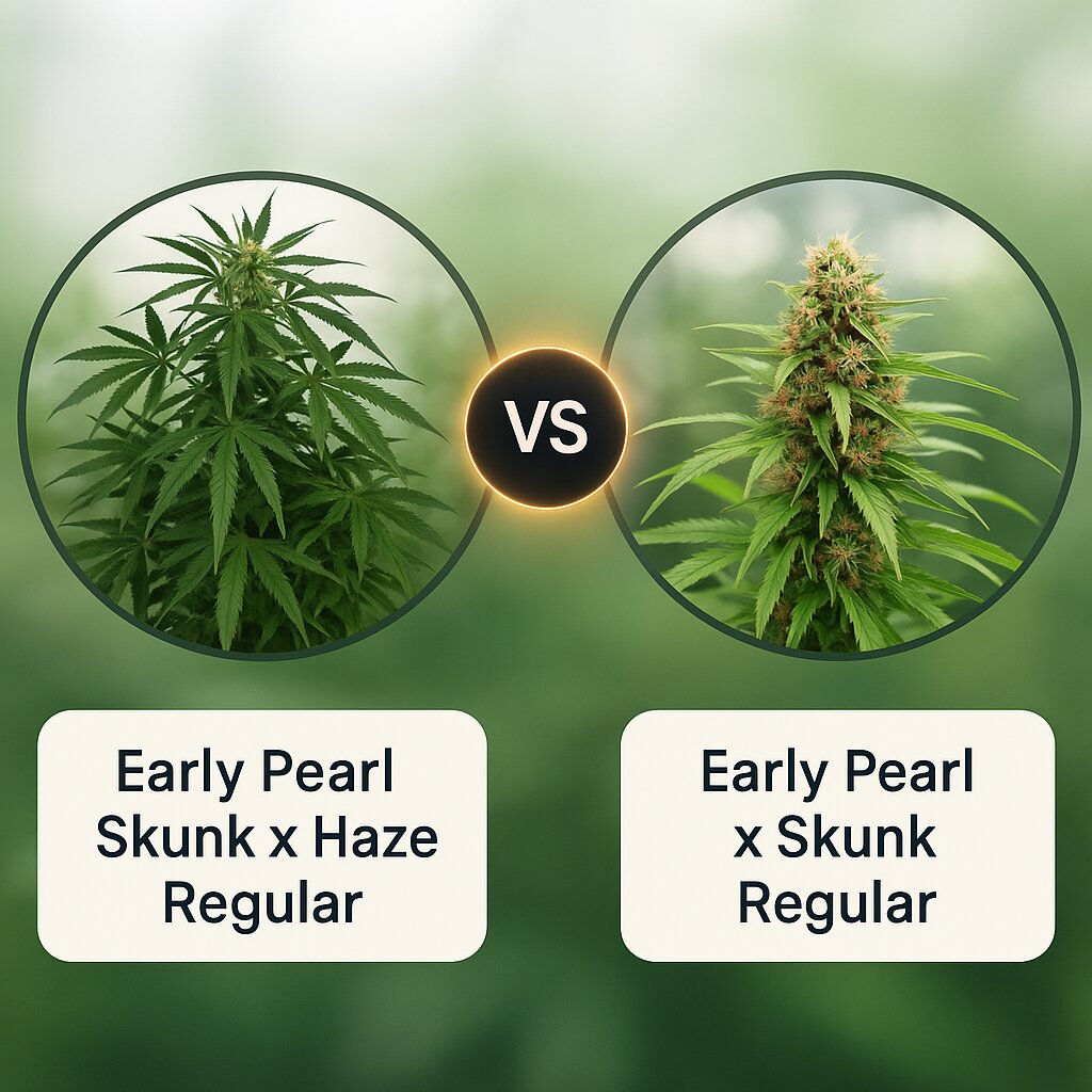 Early Pearl Skunk x Haze (Mr Nice Seedbank) vs Early Pearl x Skunk (Mr Nice Seedbank) Cannabis Samen Vergleich