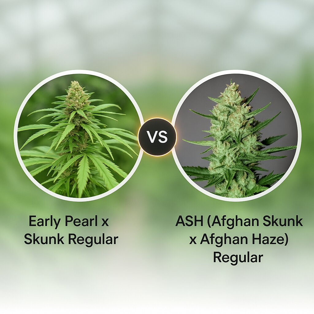 Early Pearl x Skunk (Mr Nice Seedbank) vs ASH (Afghan Skunk x Afghan Haze) (Mr Nice Seedbank) Cannabis Samen Vergleich