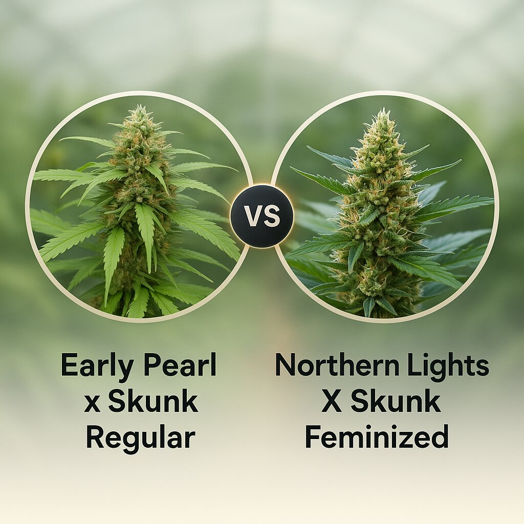 Early Pearl x Skunk (Mr Nice Seedbank) vs Northern Lights X Skunk (G13 Labs) Cannabis Samen Vergleich