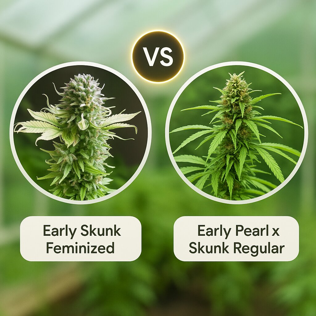 Early Skunk (Seedsman) vs Early Pearl x Skunk (Mr Nice Seedbank) Cannabissamen Vergleich