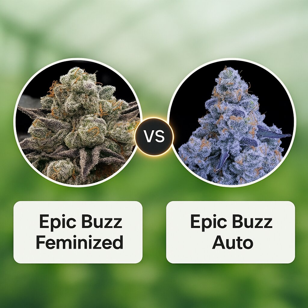 Epic Buzz (Anesia Seeds) vs Epic Buzz Auto (Anesia Seeds) Cannabissamen Vergleich