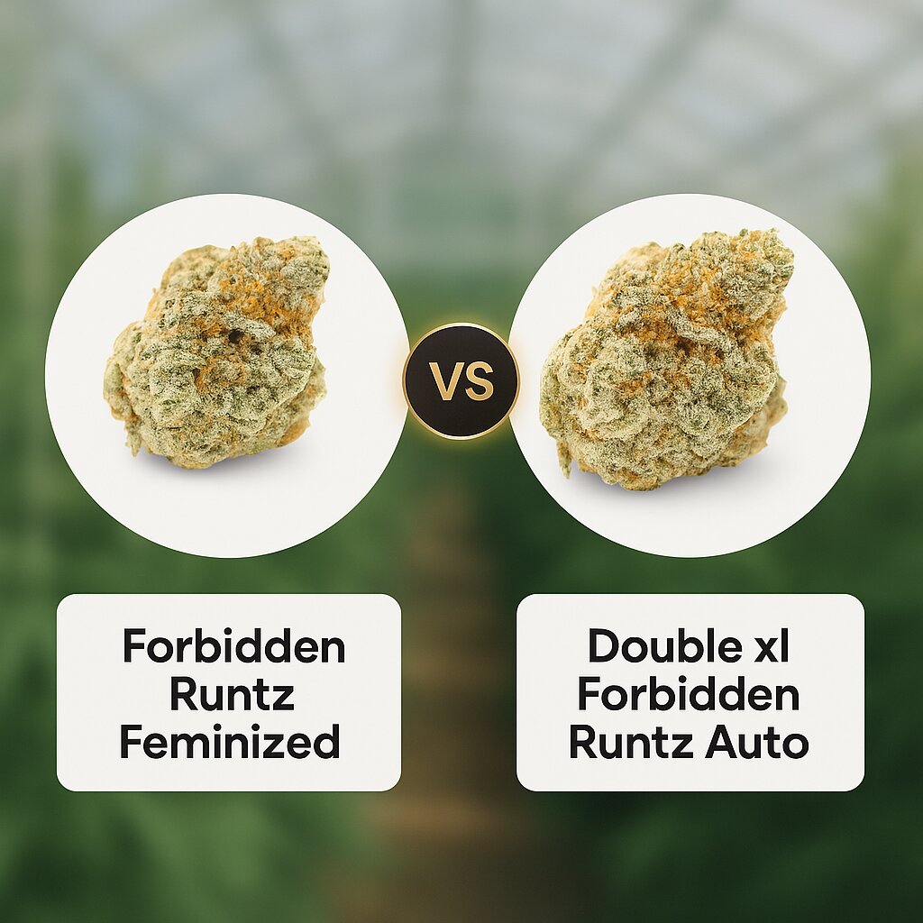 Forbidden Runtz (Growers Choice) vs Double xl Forbidden Runtz Auto (Growers Choice) Vergleich von Cannabissamen