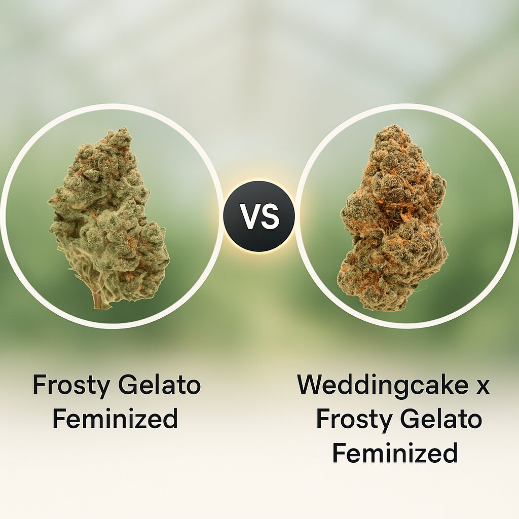 Frosty Gelato (Growers Choice) vs Weddingcake x Frosty Gelato (Growers Choice) Cannabissamen Vergleich