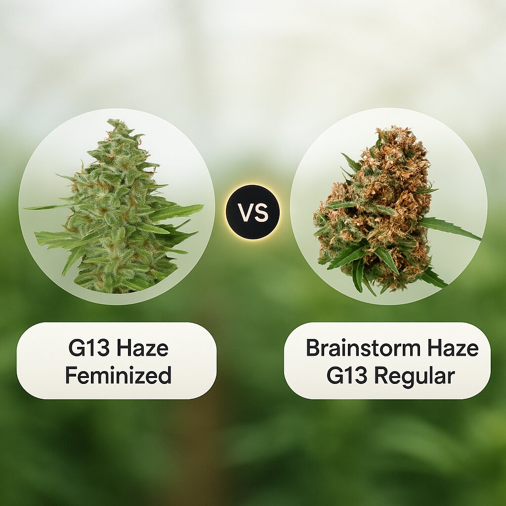G13 Haze (Barneys Farm) vs Brainstorm Haze G13 (Delta 9 Labs) Cannabissamen Vergleich