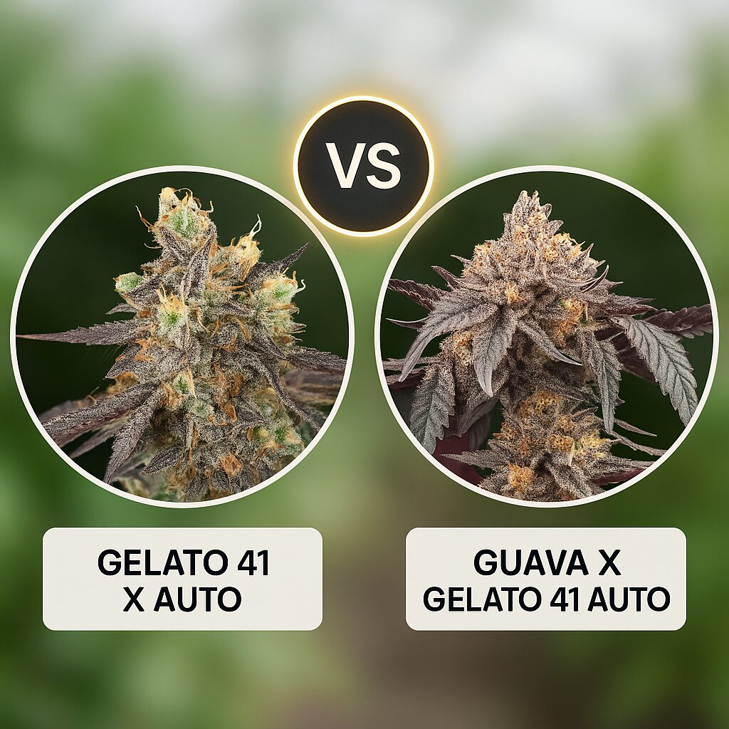 GELATO 41 X AUTO (Greenhouse Seed Co) vs GUAVA X GELATO 41 AUTO (Greenhouse Seed Co) Cannabissamenvergleich