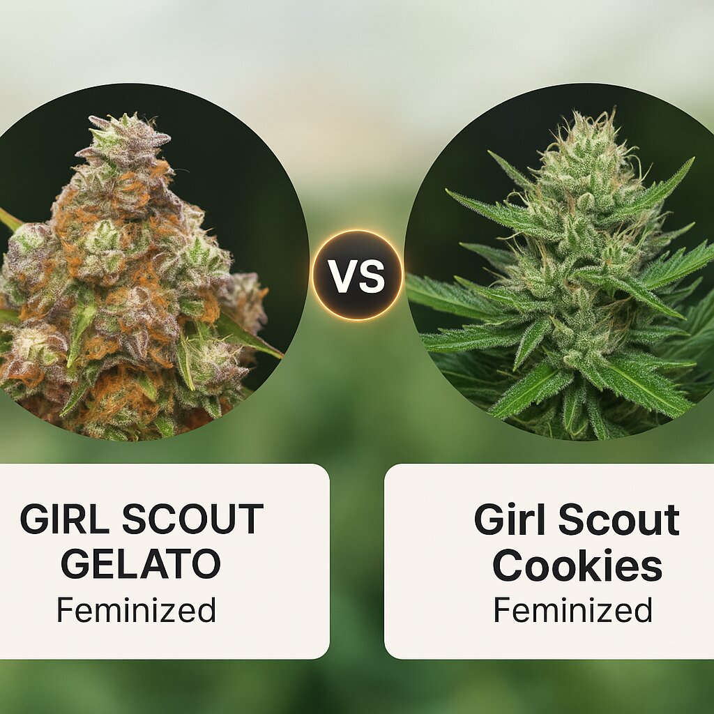 GIRL SCOUT GELATO (Yieldmonger Seeds) vs Girl Scout Cookies (Bighead Seeds) Vergleich von Cannabissamen