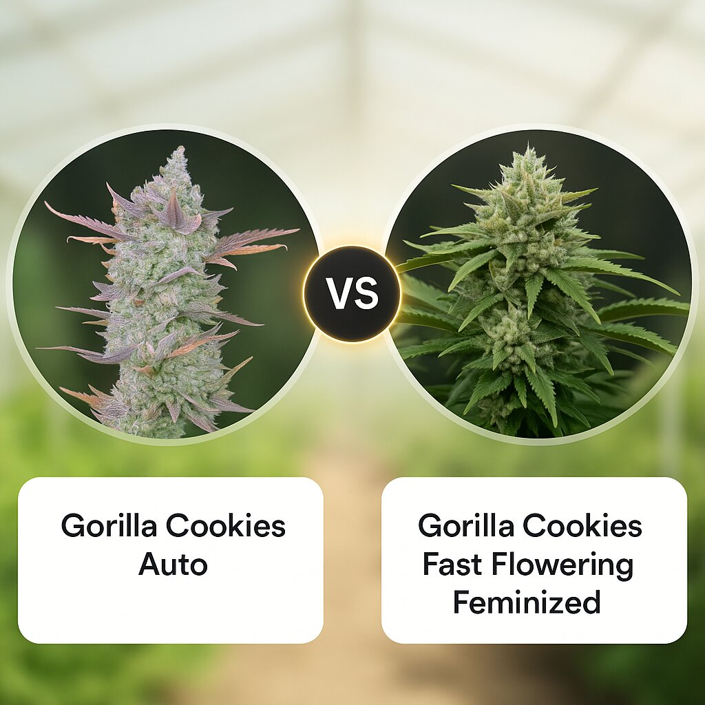 Gorilla Cookies Auto (FastBuds) vs Gorilla Cookies Fast Flowering (FastBuds) Cannabissamenvergleich