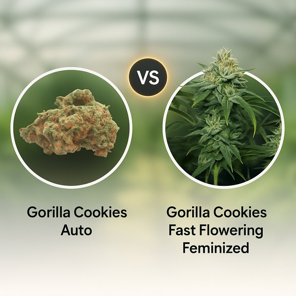 Gorilla Cookies Auto (Growers Choice) vs Gorilla Cookies Fast Flowering (FastBuds) Cannabis Samen Vergleich