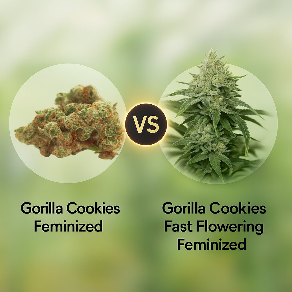 Gorilla Cookies (Growers Choice) vs Gorilla Cookies Fast Flowering (FastBuds) Vergleich von Cannabissamen
