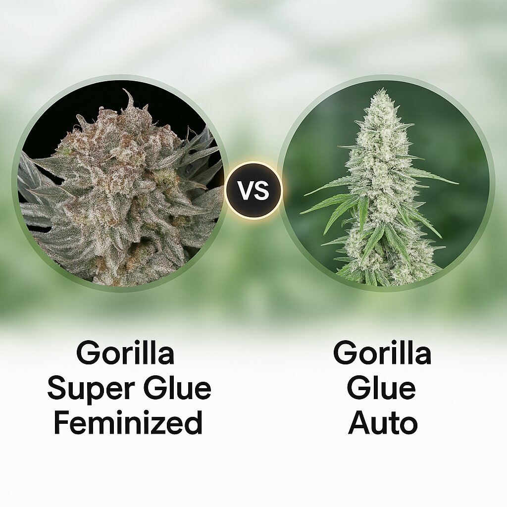 Gorilla Super Glue (Dutch Passion) vs Gorilla Glue Auto (FastBuds) Cannabis Samen Vergleich