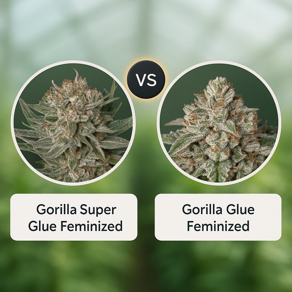 Gorilla Super Glue (Dutch Passion) vs Gorilla Glue (Tyrol Seeds) Cannabis Samen Vergleich